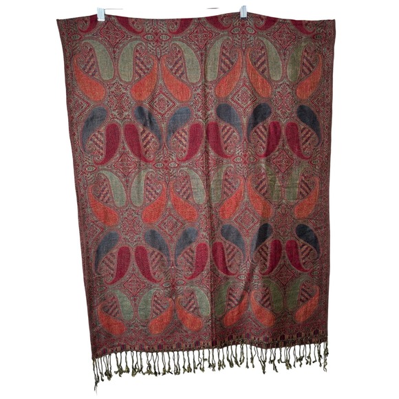 Pashmina Paisley‎ Scarf Wrap Shawl Red Green Black Orange Tassels